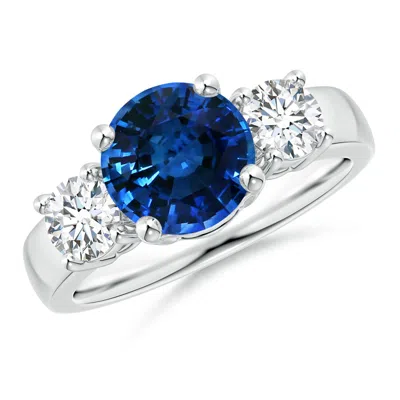 ANGARA CLASSIC GIA CERTIFIED BLUE SAPPHIRE THREE STONE RING WITH DIAMONDS