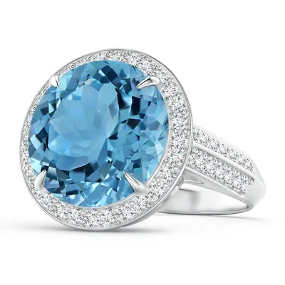 ANGARA CLASSIC GIA CERTIFIED SKY BLUE TOPAZ HALO RING WITH DIAMONDS