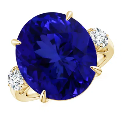 ANGARA CLASSIC GIA CERTIFIED TANZANITE THREE STONE RING WITH DIAMOND