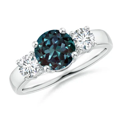 ANGARA CLASSIC LAB-GROWN ALEXANDRITE AND DIAMOND THREE STONE RING