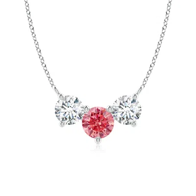 ANGARA CLASSIC LAB-GROWN FANCY INTENSE PINK AND WHITE DIAMOND NECKLACE