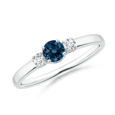 ANGARA CLASSIC LONDON BLUE TOPAZ AND DIAMOND THREE STONE RING