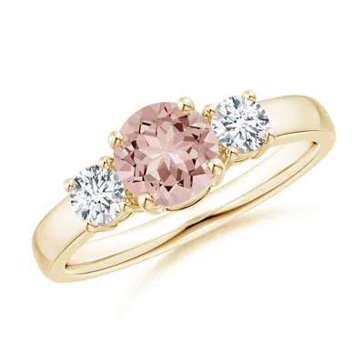 ANGARA CLASSIC MORGANITE AND DIAMOND THREE STONE ENGAGEMENT RING