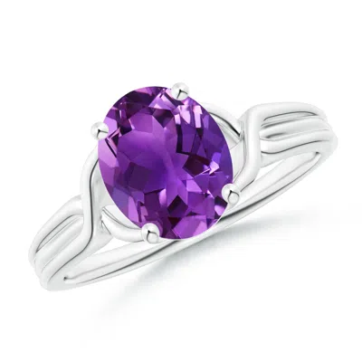 ANGARA CLASSIC OVAL AMETHYST CRISS-CROSS COCKTAIL RING