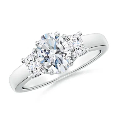ANGARA CLASSIC OVAL AND TRAPEZOID LAB-GROWN DIAMOND THREE STONE ENGAGEMENT RING