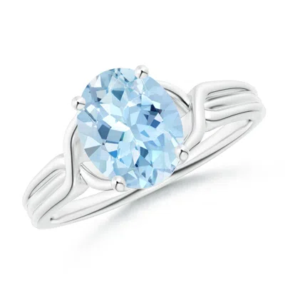 ANGARA CLASSIC OVAL AQUAMARINE CRISS-CROSS COCKTAIL RING