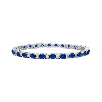 ANGARA CLASSIC OVAL BLUE SAPPHIRE AND DIAMOND TENNIS BRACELET