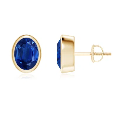 ANGARA CLASSIC OVAL BLUE SAPPHIRE SOLITAIRE STUD EARRINGS