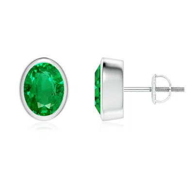 ANGARA CLASSIC OVAL EMERALD SOLITAIRE STUD EARRINGS