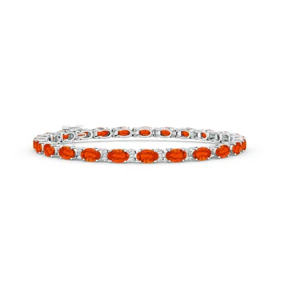 ANGARA CLASSIC OVAL FIRE OPAL AND DIAMOND TENNIS BRACELET