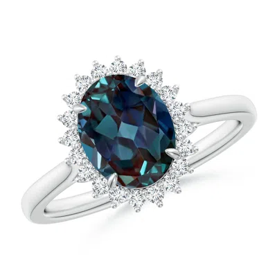 ANGARA CLASSIC OVAL LAB-GROWN ALEXANDRITE FLORAL HALO RING