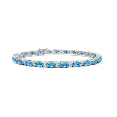 ANGARA CLASSIC OVAL LAB-GROWN FANCY INTENSE BLUE AND WHITE DIAMOND TENNIS BRACELET