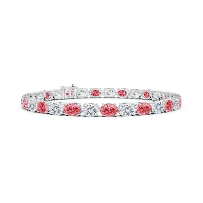 ANGARA CLASSIC OVAL LAB-GROWN FANCY INTENSE PINK AND WHITE DIAMOND TENNIS LINK BRACELET