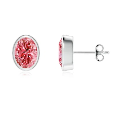 ANGARA CLASSIC OVAL LAB-GROWN FANCY INTENSE PINK DIAMOND SOLITAIRE STUD EARRINGS