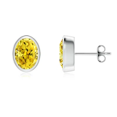 ANGARA CLASSIC OVAL LAB-GROWN FANCY INTENSE YELLOW DIAMOND SOLITAIRE STUD EARRINGS