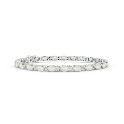 ANGARA CLASSIC OVAL MOONSTONE AND DIAMOND TENNIS BRACELET