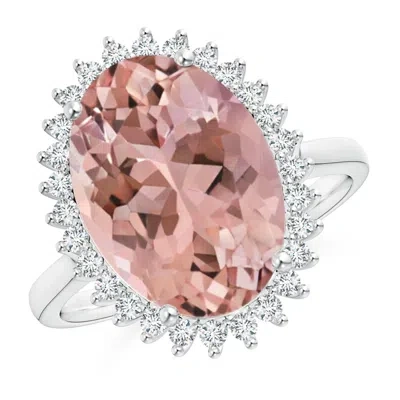 ANGARA CLASSIC OVAL MORGANITE FLORAL HALO RING