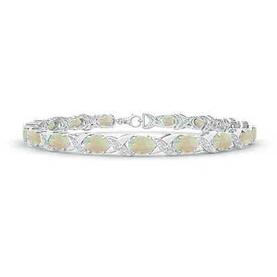ANGARA CLASSIC OVAL OPAL AND DIAMOND XOXO LINK BRACELET