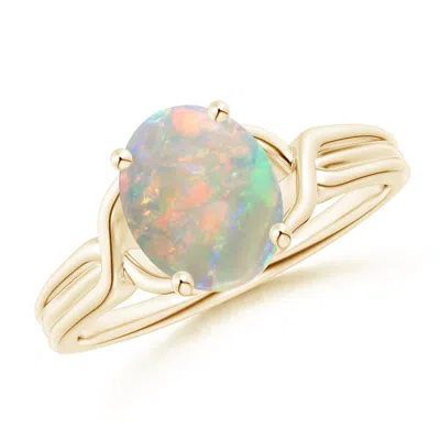 ANGARA CLASSIC OVAL OPAL CRISS-CROSS COCKTAIL RING