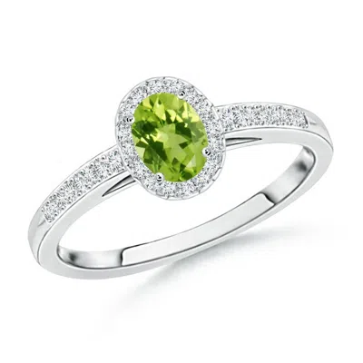 ANGARA CLASSIC OVAL PERIDOT HALO RING WITH DIAMOND ACCENTS