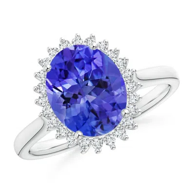 ANGARA CLASSIC OVAL TANZANITE FLORAL HALO RING