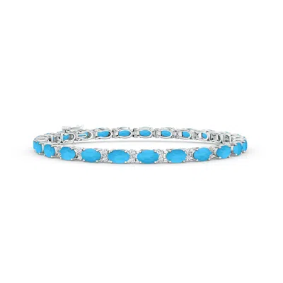 ANGARA CLASSIC OVAL TURQUOISE AND DIAMOND TENNIS BRACELET