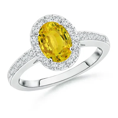ANGARA CLASSIC OVAL YELLOW SAPPHIRE HALO RING WITH DIAMOND ACCENTS