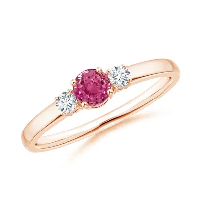 ANGARA CLASSIC PINK SAPPHIRE AND DIAMOND THREE STONE ENGAGEMENT RING