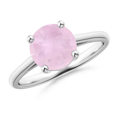 ANGARA CLASSIC PRONG-SET ROUND ROSE QUARTZ SOLITAIRE RING