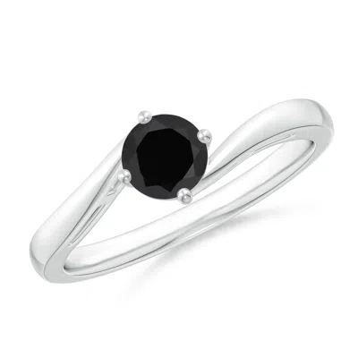 ANGARA CLASSIC ROUND BLACK ONYX SOLITAIRE BYPASS RING