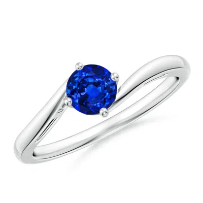 ANGARA CLASSIC ROUND BLUE SAPPHIRE SOLITAIRE BYPASS ENGAGEMENT RING
