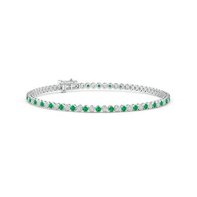 ANGARA CLASSIC ROUND EMERALD AND DIAMOND TENNIS BRACELET