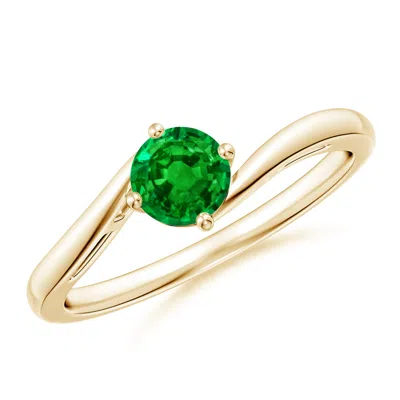 ANGARA CLASSIC ROUND EMERALD SOLITAIRE BYPASS ENGAGEMENT RING