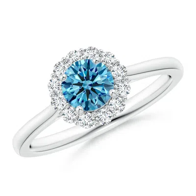 ANGARA CLASSIC ROUND FANCY INTENSE BLUE DIAMOND SCALLOPED HALO RING