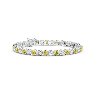 ANGARA CLASSIC ROUND FANCY INTENSE YELLOW AND WHITE DIAMOND TENNIS BRACELET