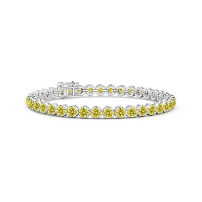 ANGARA CLASSIC ROUND FANCY INTENSE YELLOW DIAMOND TENNIS BRACELET