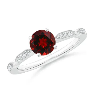 ANGARA CLASSIC ROUND GARNET SOLITAIRE RING WITH DIAMOND ACCENTS