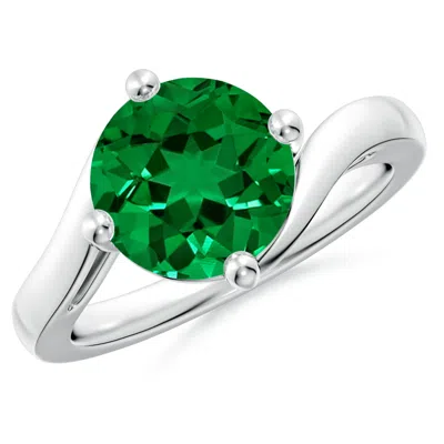 ANGARA CLASSIC ROUND LAB-GROWN EMERALD SOLITAIRE BYPASS ENGAGEMENT RING