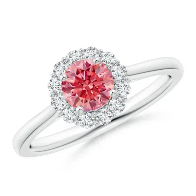 ANGARA CLASSIC ROUND LAB-GROWN FANCY INTENSE PINK DIAMOND SCALLOPED HALO RING