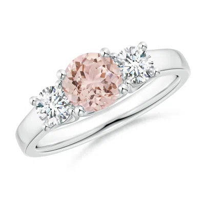 ANGARA CLASSIC ROUND MORGANITE THREE STONE RING