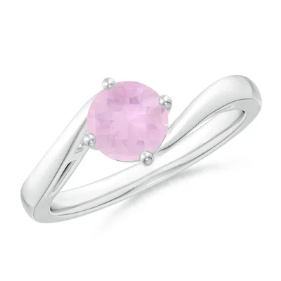 ANGARA CLASSIC ROUND ROSE QUARTZ SOLITAIRE BYPASS RING