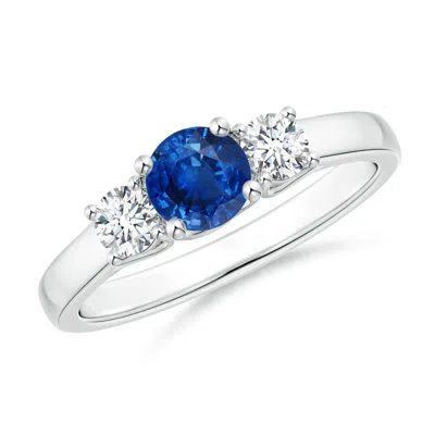 ANGARA CLASSIC ROUND SAPPHIRE AND DIAMOND THREE STONE RING