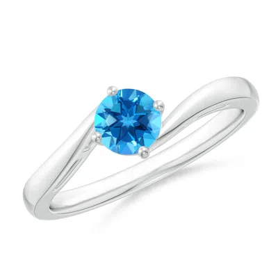 ANGARA CLASSIC ROUND SWISS BLUE TOPAZ SOLITAIRE BYPASS RING