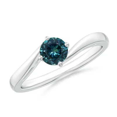 ANGARA CLASSIC ROUND TEAL MONTANA SAPPHIRE SOLITAIRE BYPASS RING