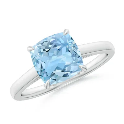ANGARA CLASSIC SOLITAIRE CUSHION AQUAMARINE COCKTAIL RING
