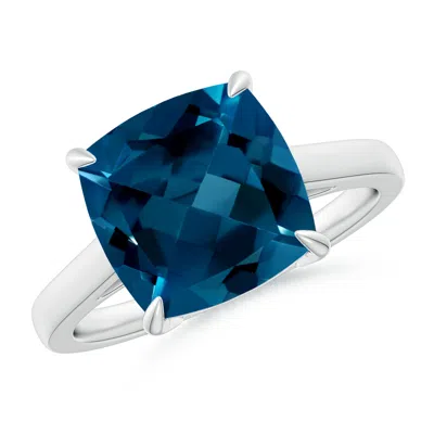 ANGARA CLASSIC SOLITAIRE CUSHION LONDON BLUE TOPAZ COCKTAIL RING