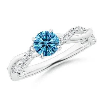 ANGARA CLASSIC SOLITAIRE FANCY INTENSE BLUE DIAMOND TWIST SHANK ENGAGEMENT RING