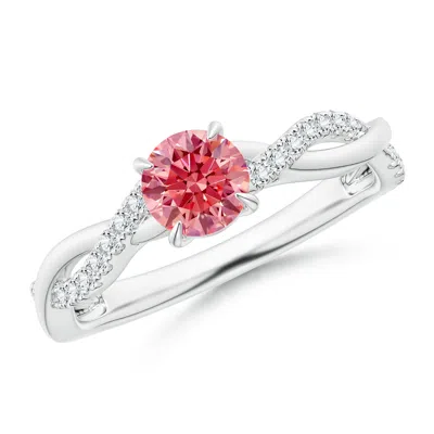 ANGARA CLASSIC SOLITAIRE FANCY INTENSE PINK DIAMOND TWIST SHANK ENGAGEMENT RING