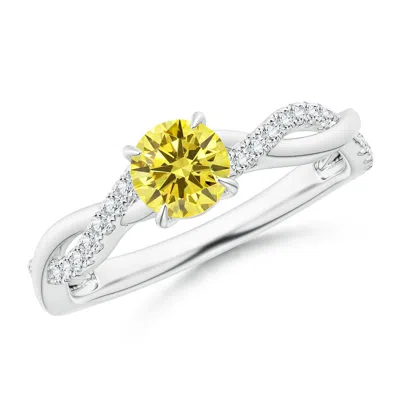 ANGARA CLASSIC SOLITAIRE FANCY INTENSE YELLOW DIAMOND TWIST SHANK ENGAGEMENT RING