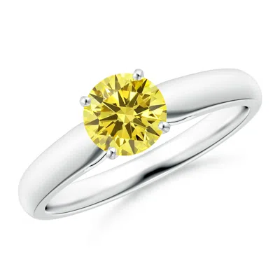 ANGARA CLASSIC SOLITAIRE LAB-GROWN FANCY INTENSE YELLOW DIAMOND ROUNDED CATHEDRAL ENGAGEMENT RING